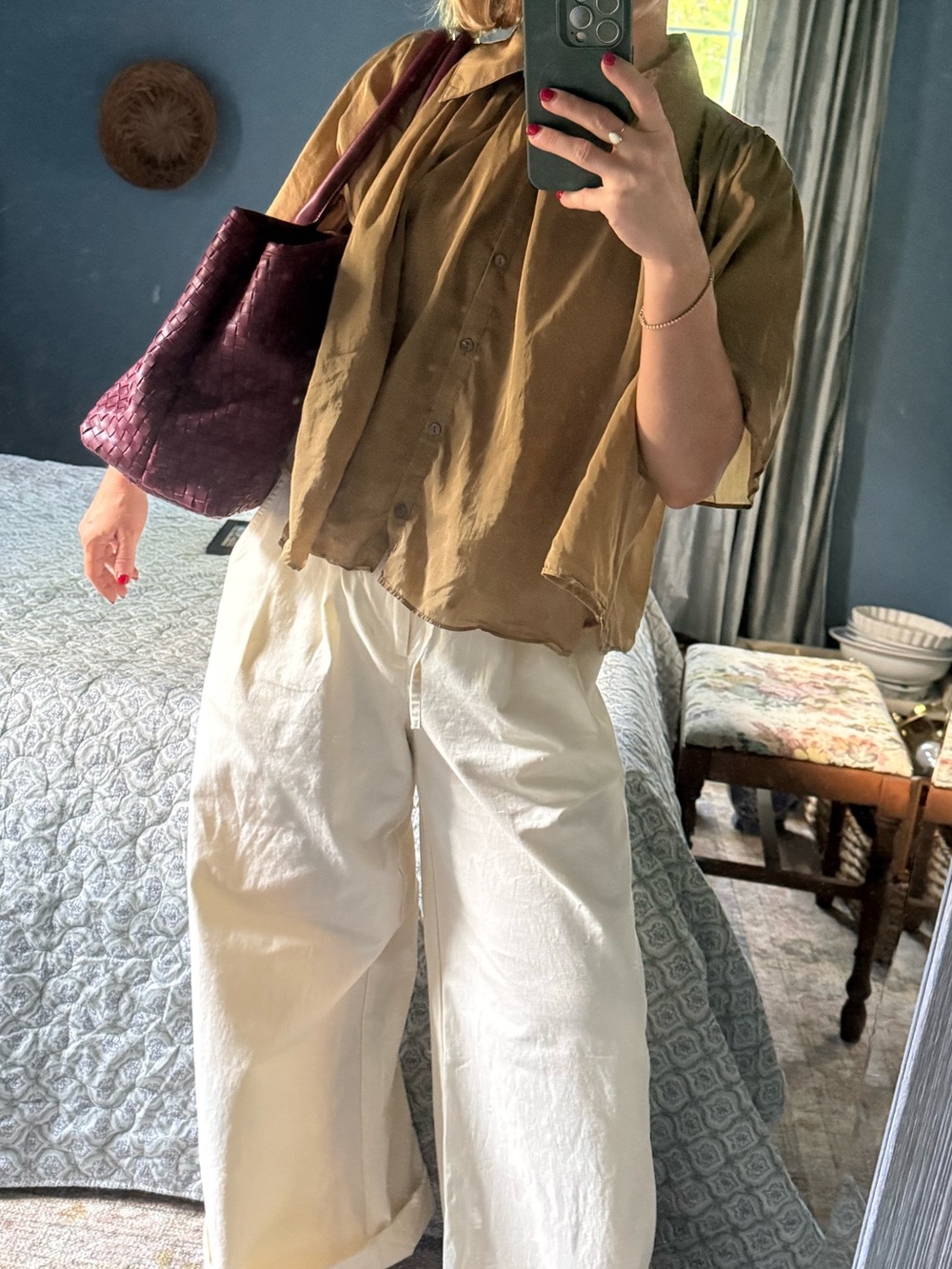 Banana Republic Olive Button-Up Top